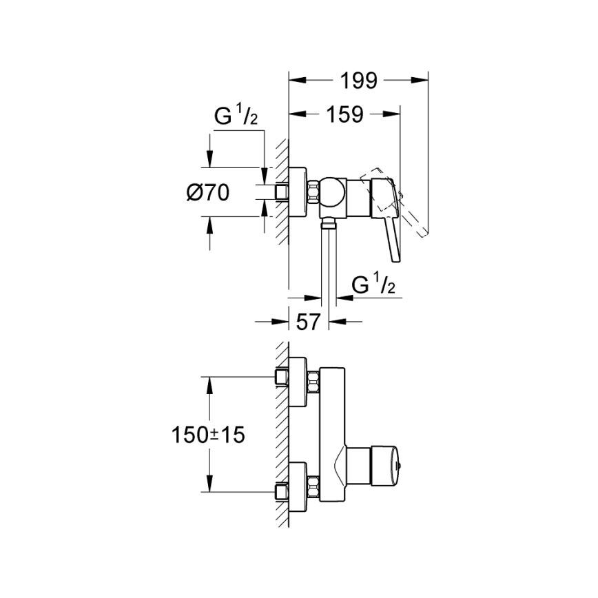 GROHE 32210001 - CONCETTO zuhanycsaptelep DN 15, fényes króm