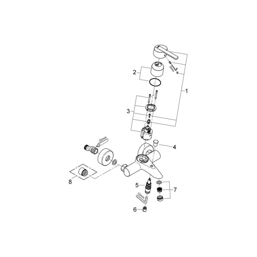 GROHE 32269000 - FEEL DN 15 kádcsaptelep, fényes króm