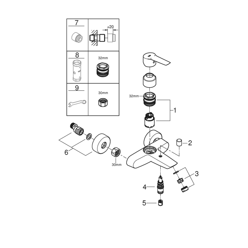 GROHE 322782432 - START kádcsaptelep 188 mm fekete