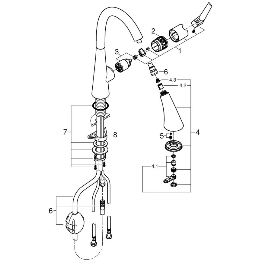 GROHE 32294002 - ZEDRA 401 mm mosogató csaptelep, fényes króm