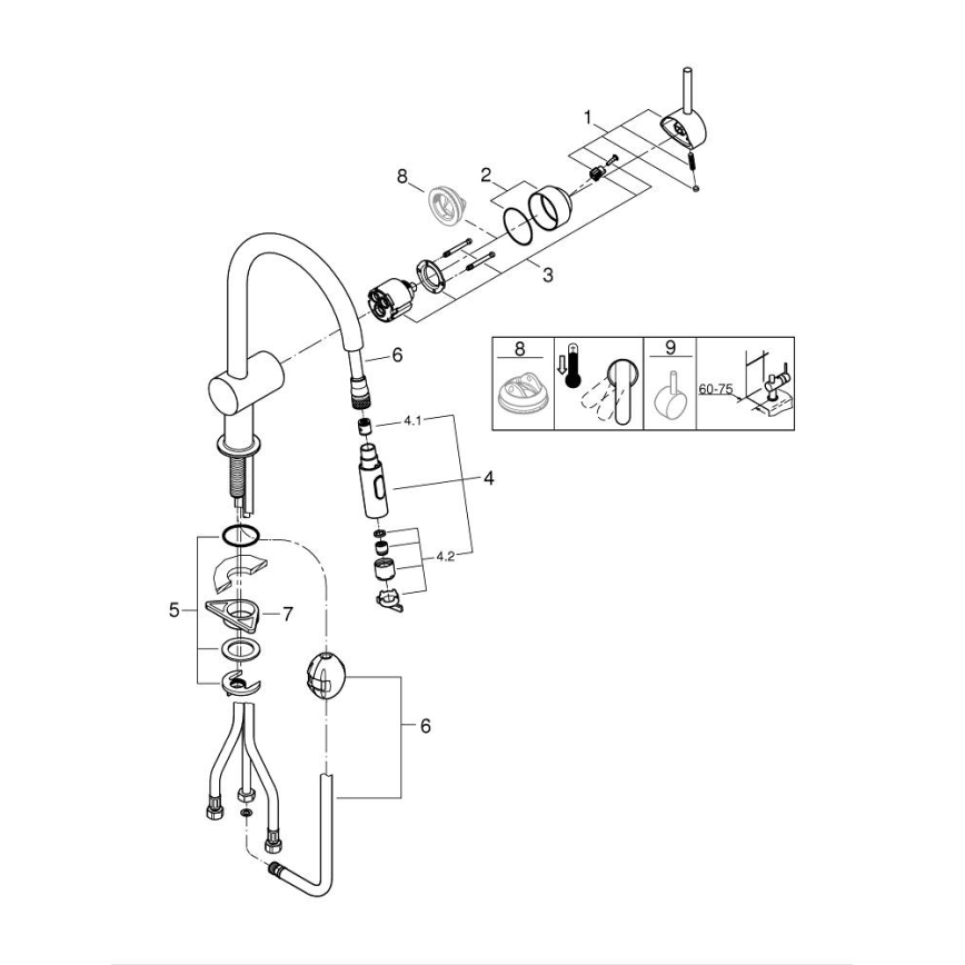 GROHE 32321GN2 - EUROCUBE mosogató csaptelep, arany