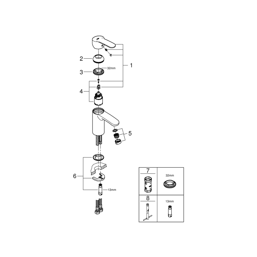 GROHE 3246820E - EUROSTYLE COSMOPOLITAN mosdócsaptelep, S méret, króm