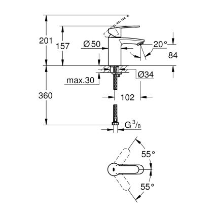 GROHE 3246820E - EUROSTYLE COSMOPOLITAN mosdócsaptelep, S méret, króm