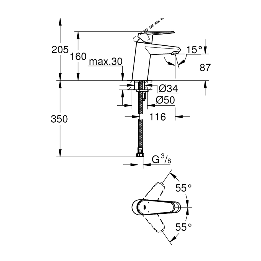 GROHE 3246920E - mosdócsaptelep EURODISC COSMOPOLITAN méret S króm