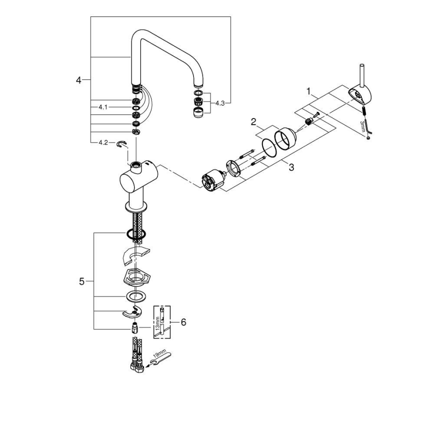 GROHE 32488000 - Mosogató csaptelep A, fényes króm
