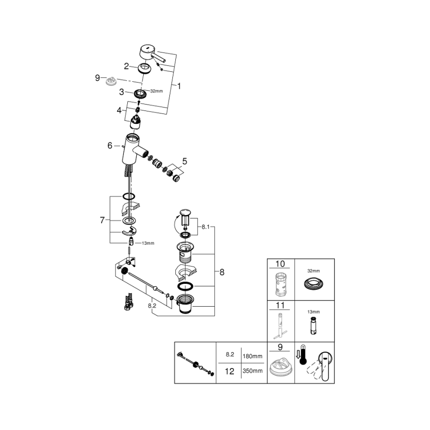 GROHE 32558000 - FEEL bidé csaptelep DN 15, fényes króm