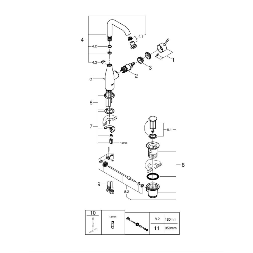 GROHE 32628001 - ESSENCE mosdócsaptelep, L méret, fényes króm