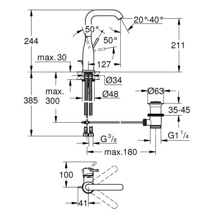 GROHE 32628GL1 - ESSENCE mosdócsaptelep L méret, arany