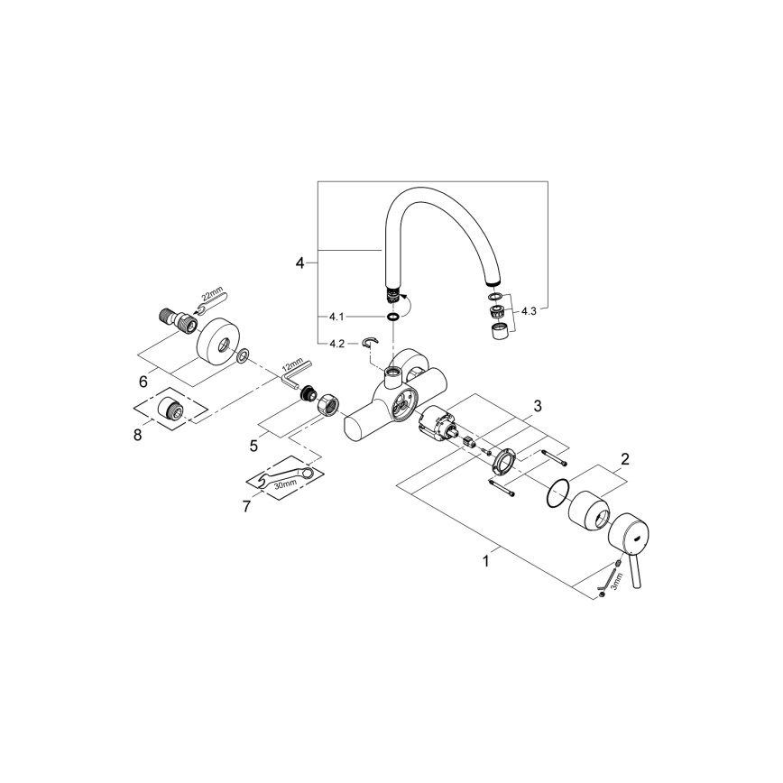 GROHE 32667001 - Mosogatócsaptelep CONCETTO 280 mm fényes króm