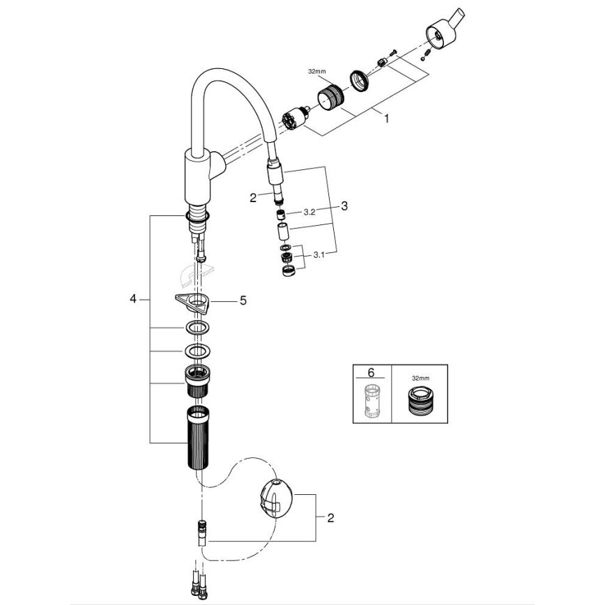 GROHE 32671002 - FEEL mosogató csaptelep, fényes króm