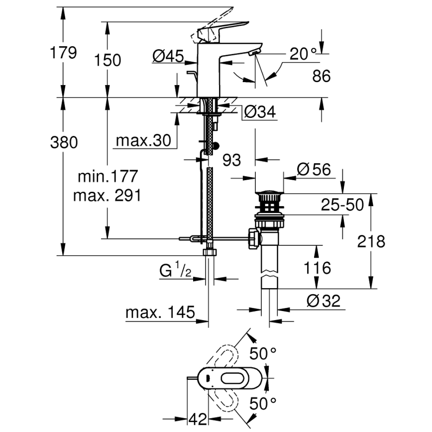 GROHE 32814000 - BAULOOP mosdócsaptelep, fényes króm