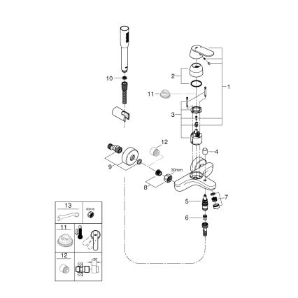 GROHE 32832000 - EUROSMART COSMOPOLITAN kádcsaptelep-szett, fényes króm