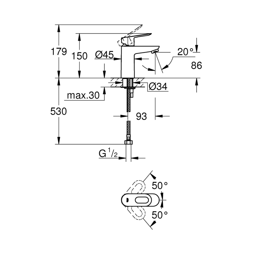 GROHE 32854000 - BAULOOP mosdócsaptelep, fényes króm