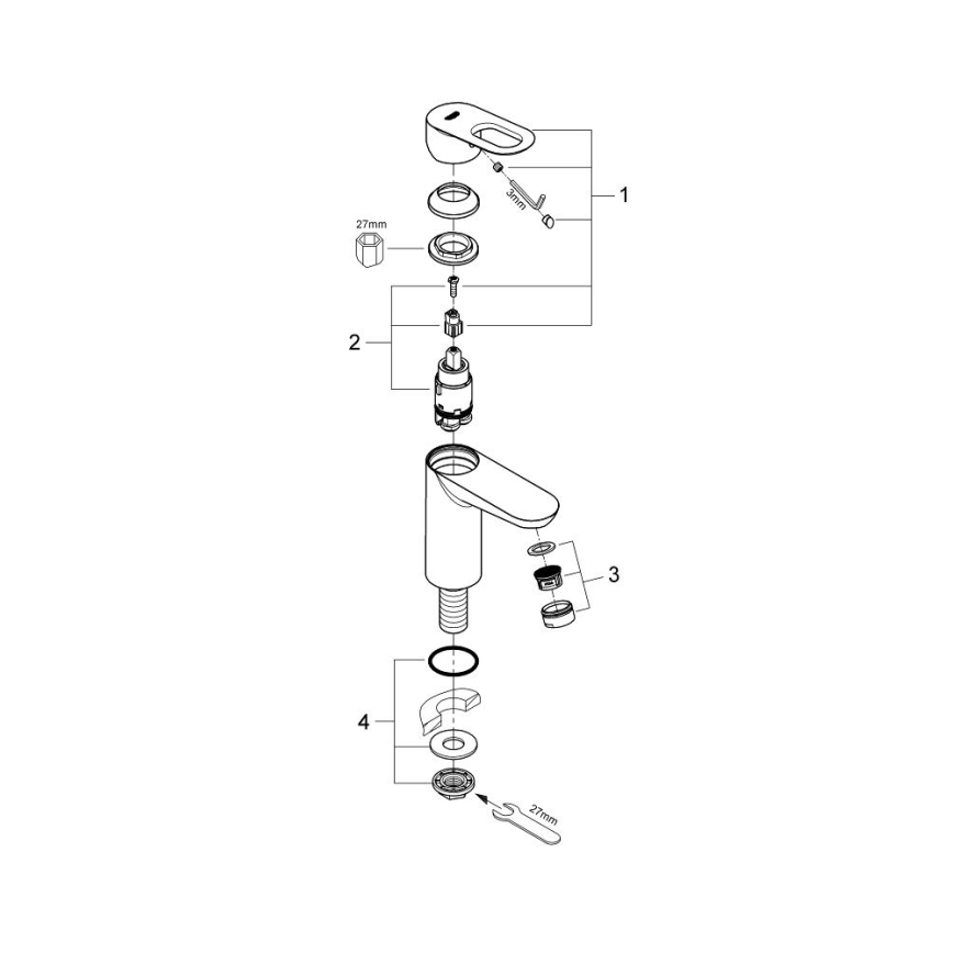 GROHE 32857000 - BAULOOP állószelep DN 15 fényes króm