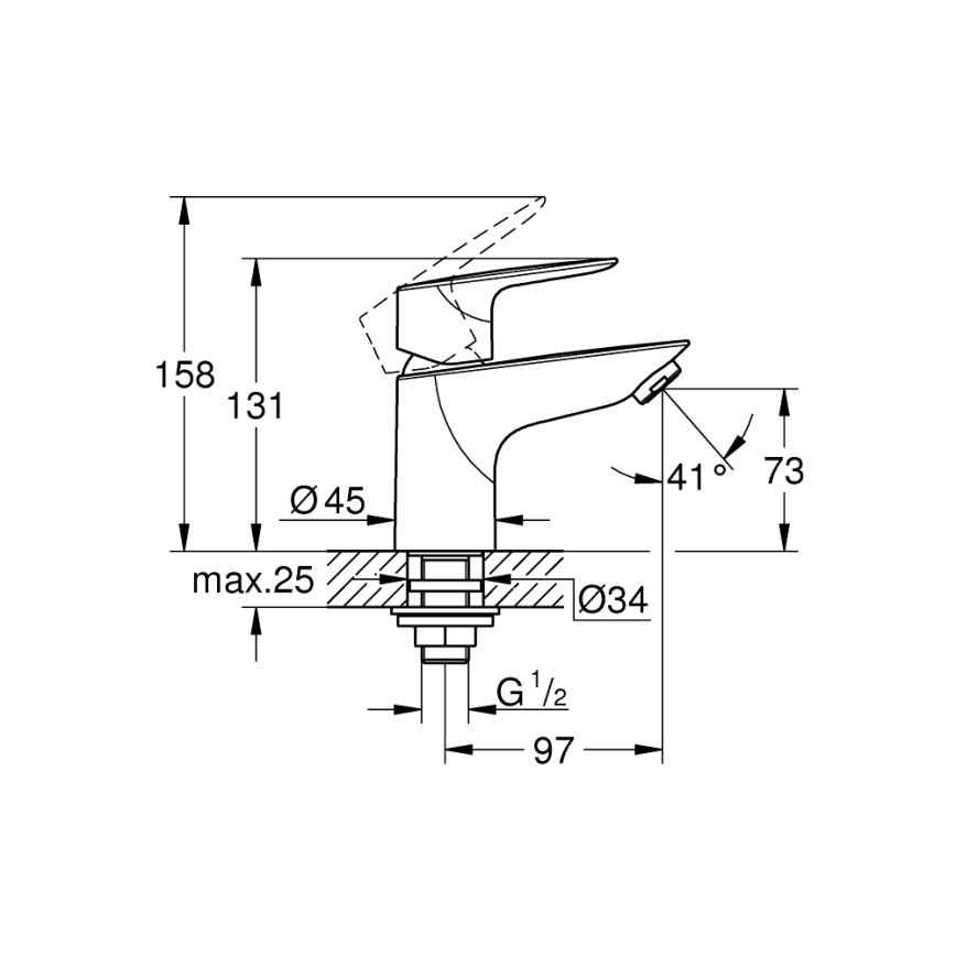 GROHE 32861001 - BAUEDGE álló mosdócsap 131 mm fényes króm