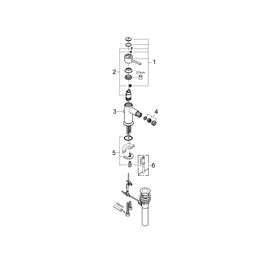 GROHE 32864000 - BAUCLASSIC bidécsaptelep, fényes króm
