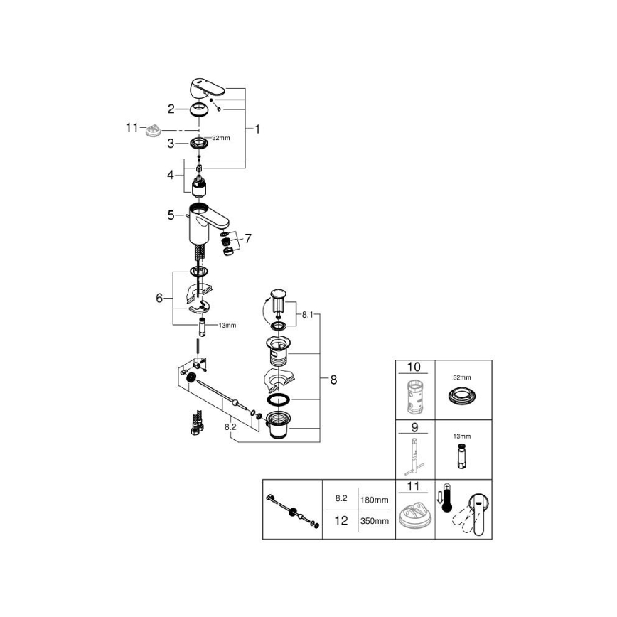 GROHE 32883000 - GET mosdócsaptelep, S méret, fényes króm