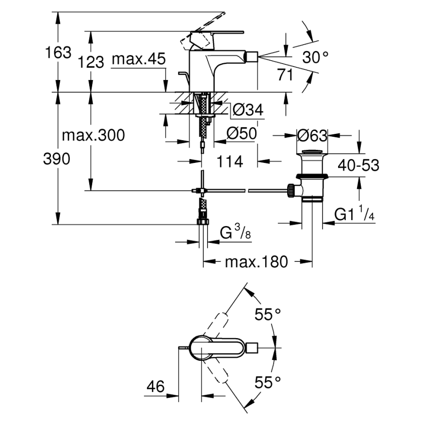 GROHE 32885000 - Bidé csaptelep GET DN 15 fényes króm