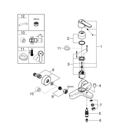 GROHE 32887000 - Kádcsaptelep GET DN 15, fényes króm