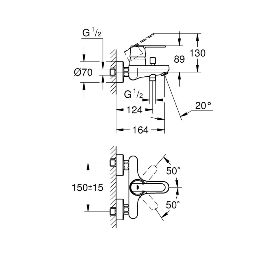 GROHE 32887000 - Kádcsaptelep GET DN 15, fényes króm