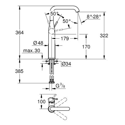 GROHE 32901001 - ESSENCE XL mosdócsaptelep, fényes króm