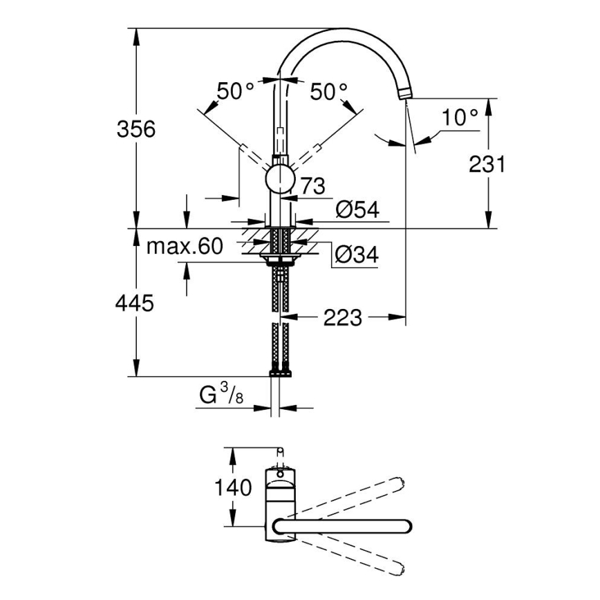 GROHE 32917000 - Mosogató csaptelep A 356 mm fényes króm