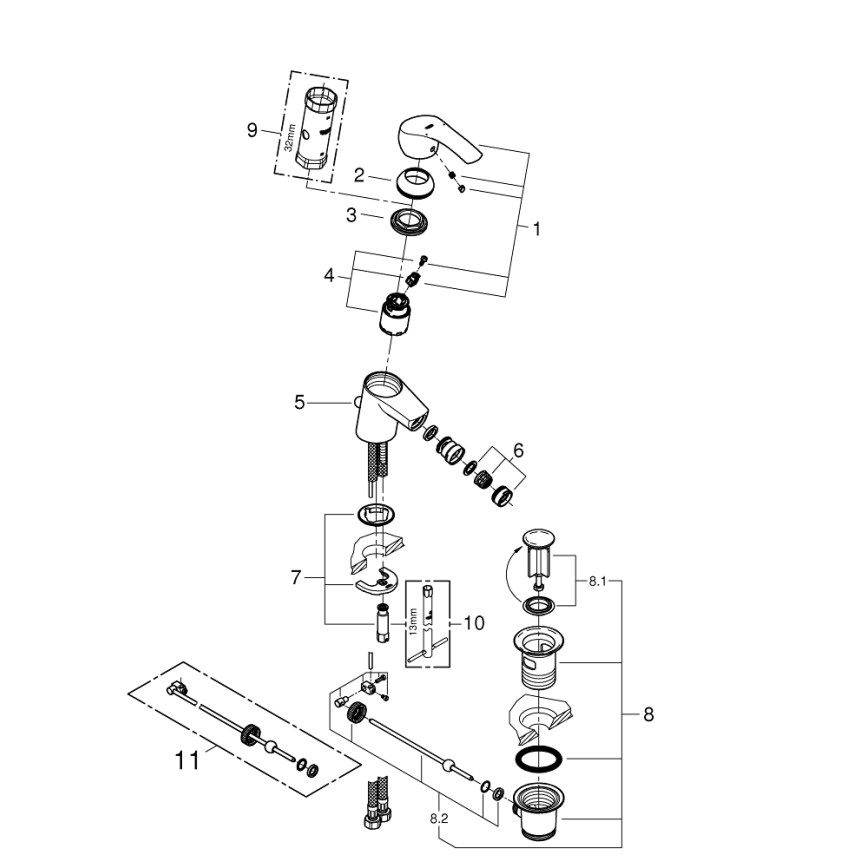 GROHE 32929002 - EUROSMART S méretű bidé csaptelep, fényes króm