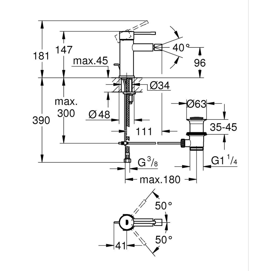 GROHE 32935001 - Bidé csaptelep ESSENCE DN 15 fényes króm