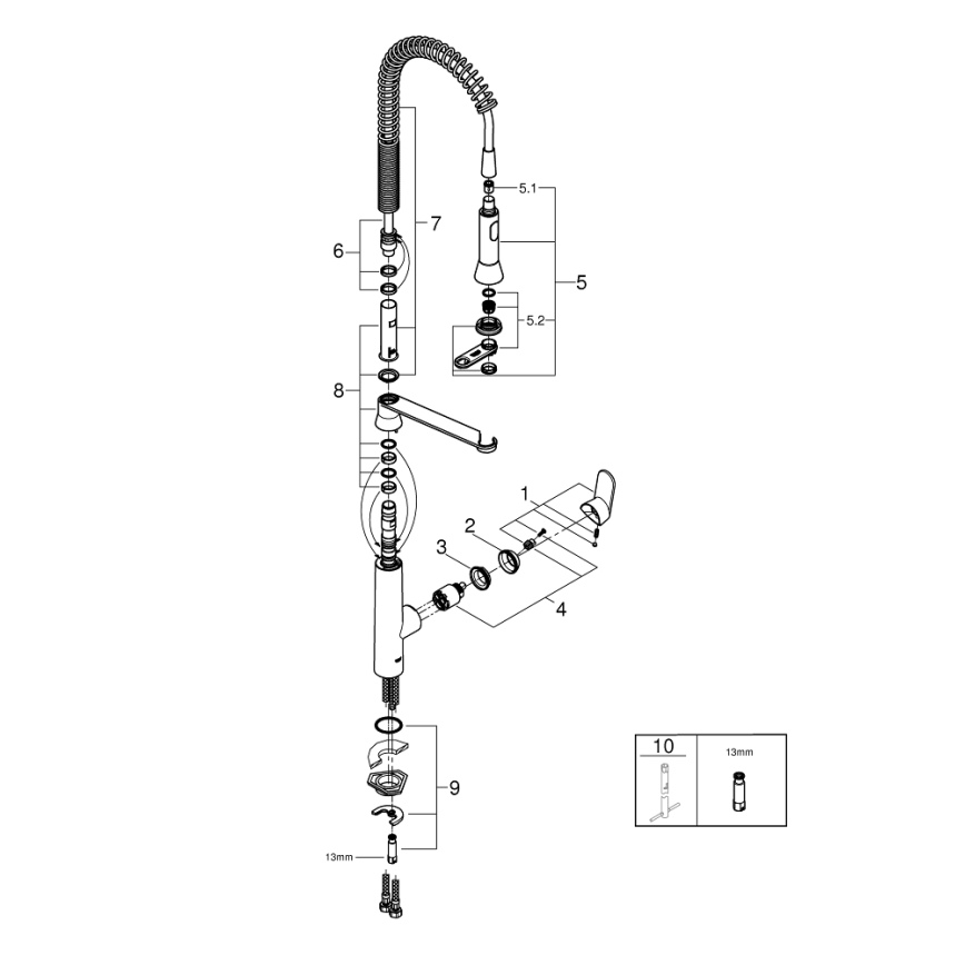 GROHE 32950000 - K7 mosogatócsaptelep, fényes króm