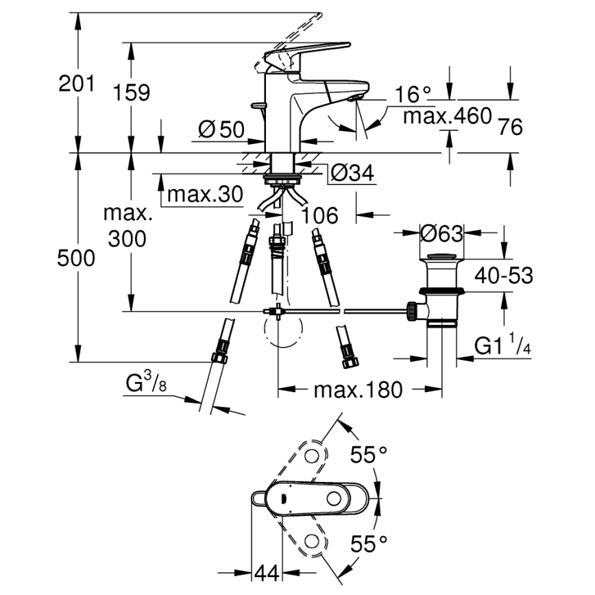 GROHE 33155002 - EUROPLUS mosdócsaptelep DN 15, fényes króm