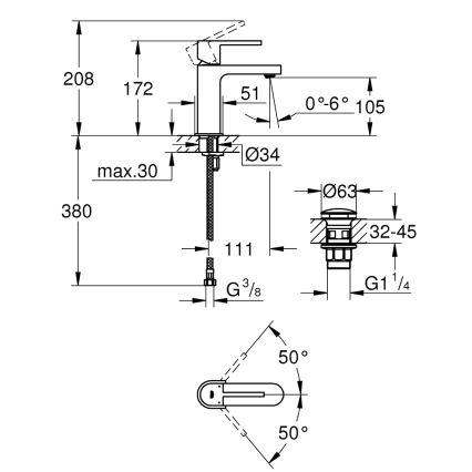 GROHE 33163003 - mosdócsaptelep PLUS 172 mm fényes króm