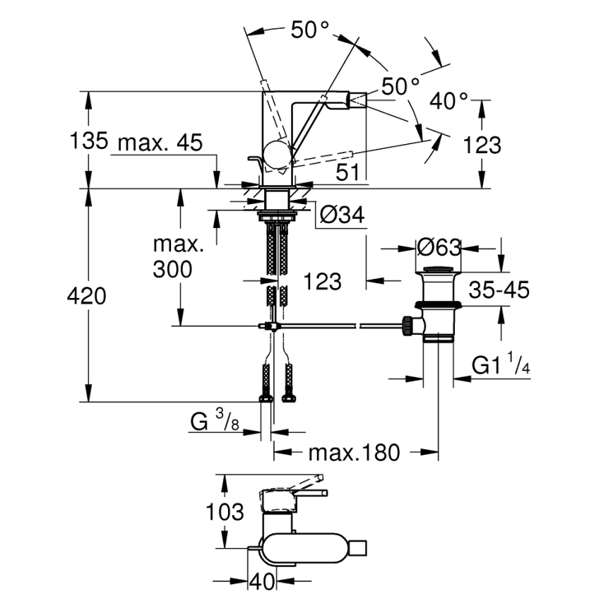 GROHE 33241003 - PLUS bidé csaptelep, fényes króm