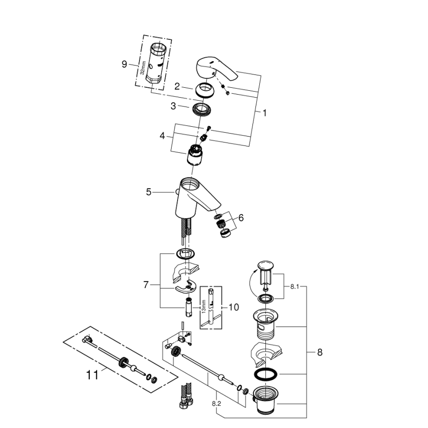 GROHE 33265002 - EUROSMART mosdócsaptelep DN 15, S méret, fényes króm