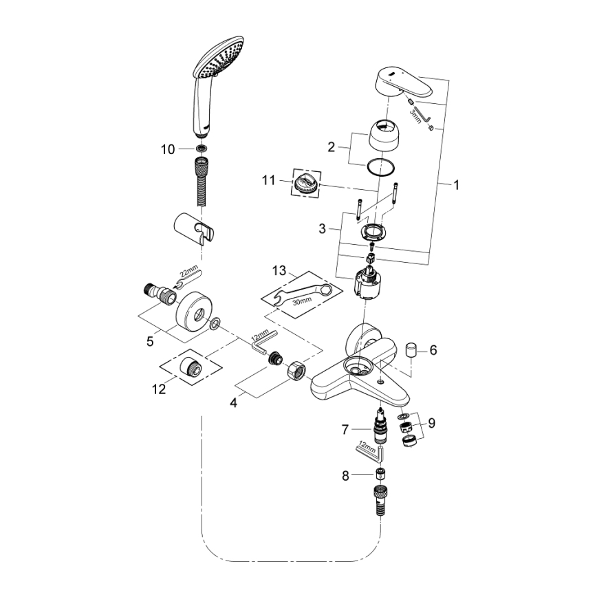 GROHE 33395002 - EURODISC COSMOPOLITAN kádcsaptelep, fényes króm