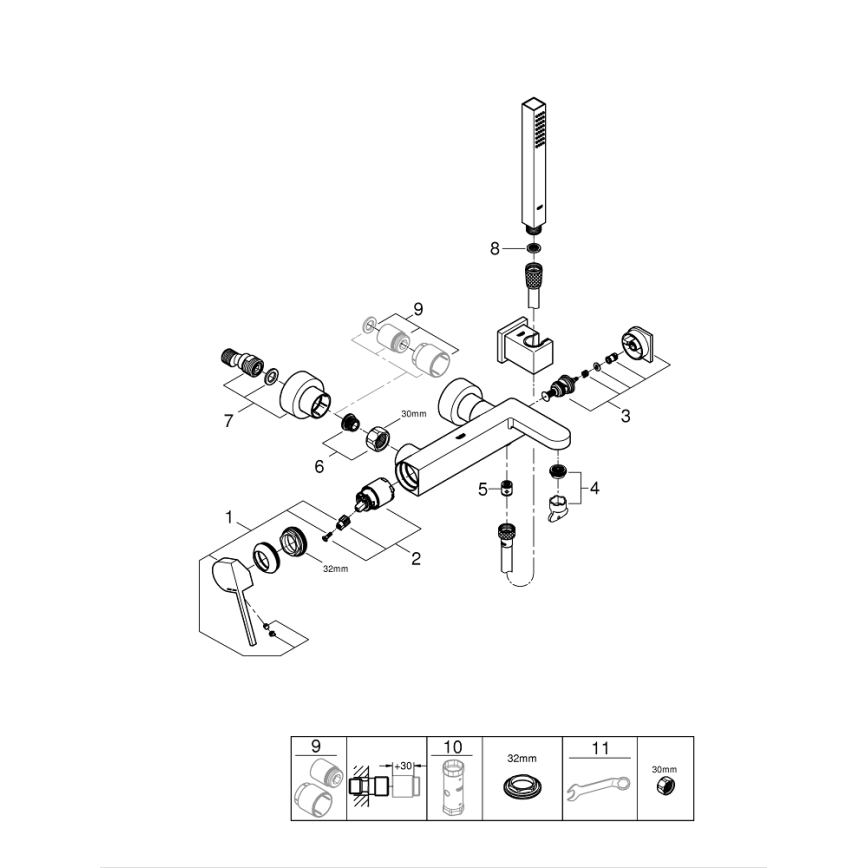 GROHE 33547003 - PLUS fürdőkád csaptelep készlet, fényes króm