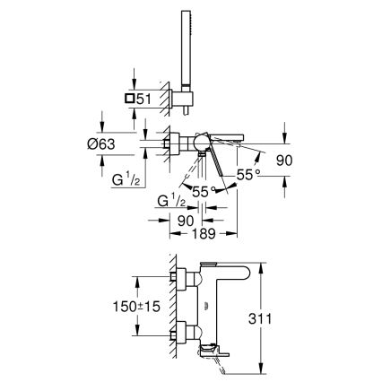 GROHE 33547003 - PLUS fürdőkád csaptelep készlet, fényes króm