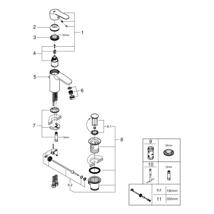 GROHE 3355220E - Mosdócsaptelep EUROSTYLE COSMOPOLITAN fényes króm