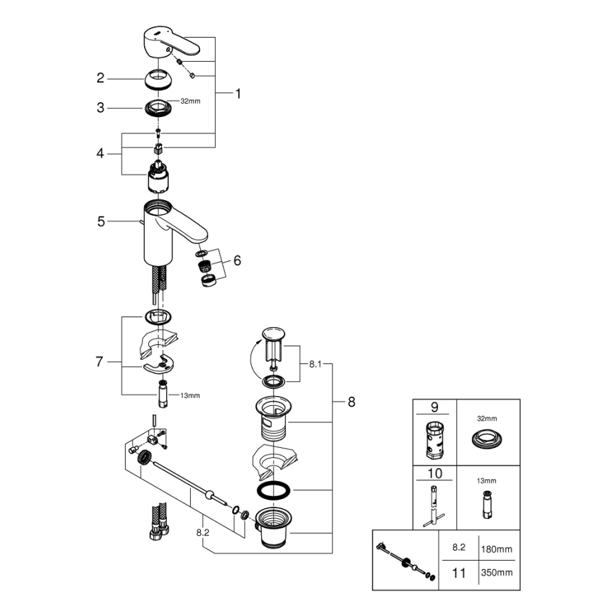 GROHE 3355220E - Mosdócsaptelep EUROSTYLE COSMOPOLITAN fényes króm