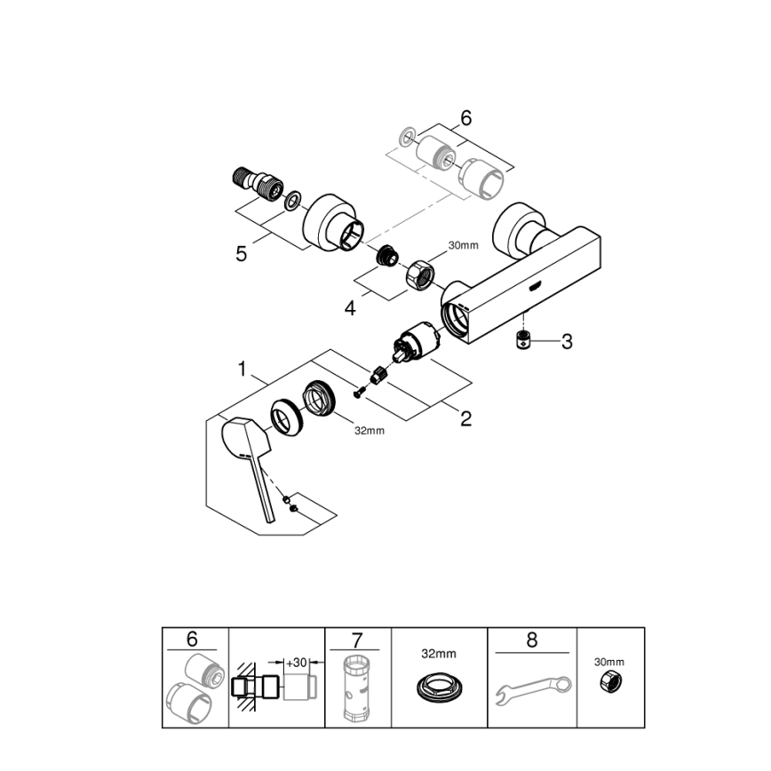 GROHE 33577003 - PLUS zuhanycsaptelep DN 15, fényes króm