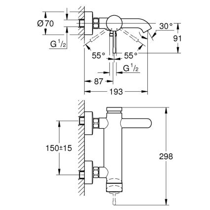 GROHE 33624001 - ESSENCE kádcsaptelep, 193 mm, fényes króm