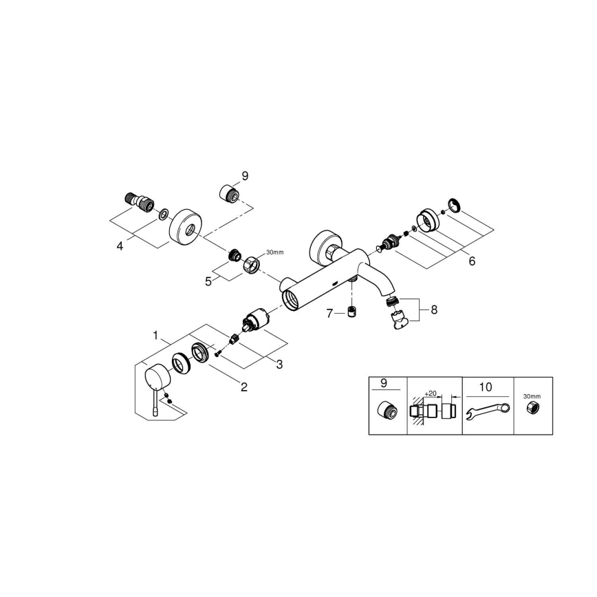 GROHE 33624DL1 - ESSENCE kádcsaptelep 193 mm, szálcsiszolt réz