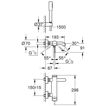 GROHE 33628001 - ESSENCE kádcsaptelepes készlet DN 15, fényes króm