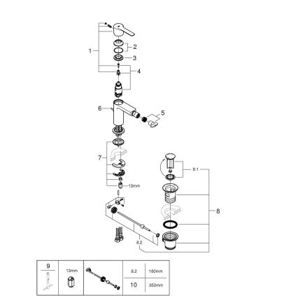 GROHE 33848AL1 - LINEARE bidécsaptelep, S méret, grafit