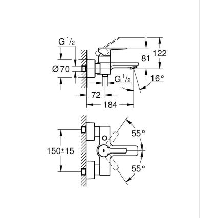GROHE 33849001 - Kádcsaptelep LINEARE DN 15 fényes króm