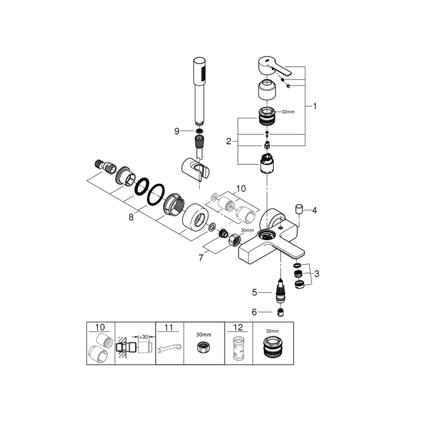 GROHE 33850001 - LINEARE kádcsaptelep DN 15, fényes króm