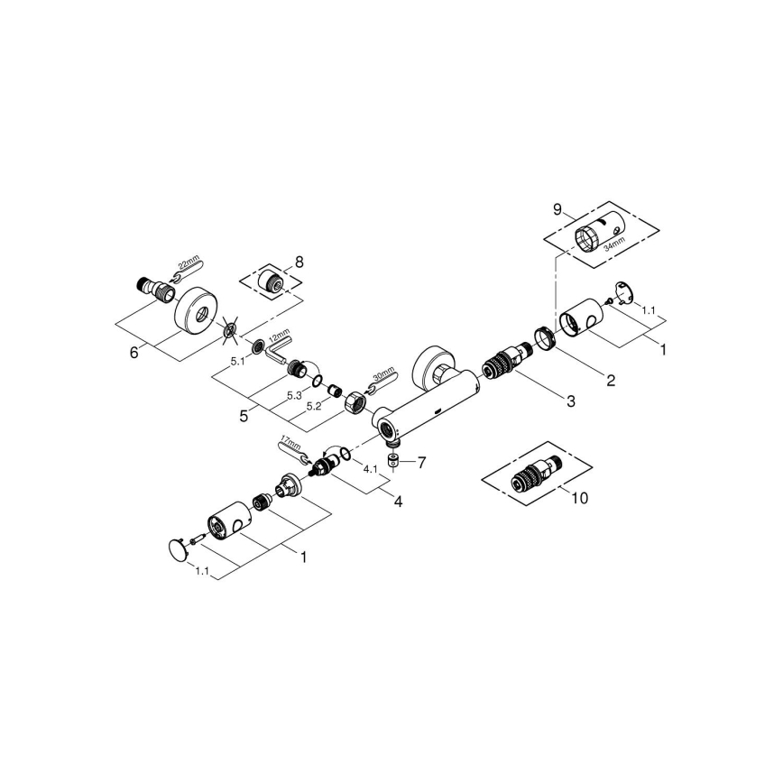 GROHE 34065AL2 -termosztátos zuhanycsaptelep GROHTHERM 1000 COSMOPOLITAN DN 15 grafitszürke