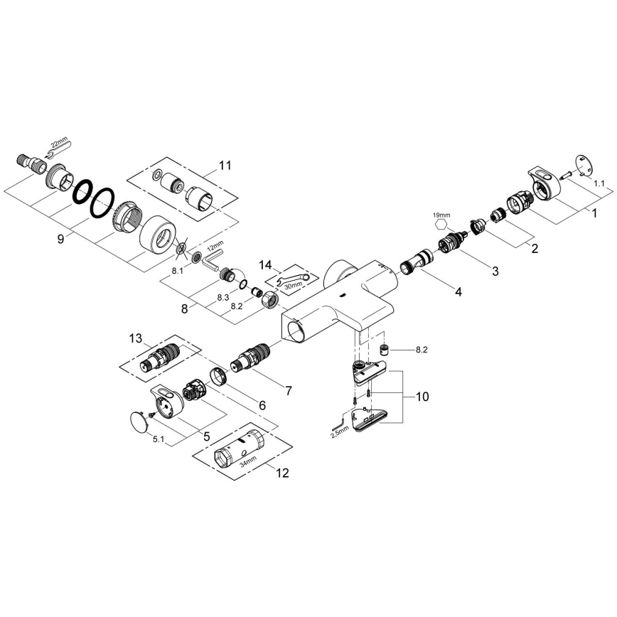 GROHE 34174001 - Termosztátos kádcsaptelep GROHTHERM 2000 172 mm fényes króm