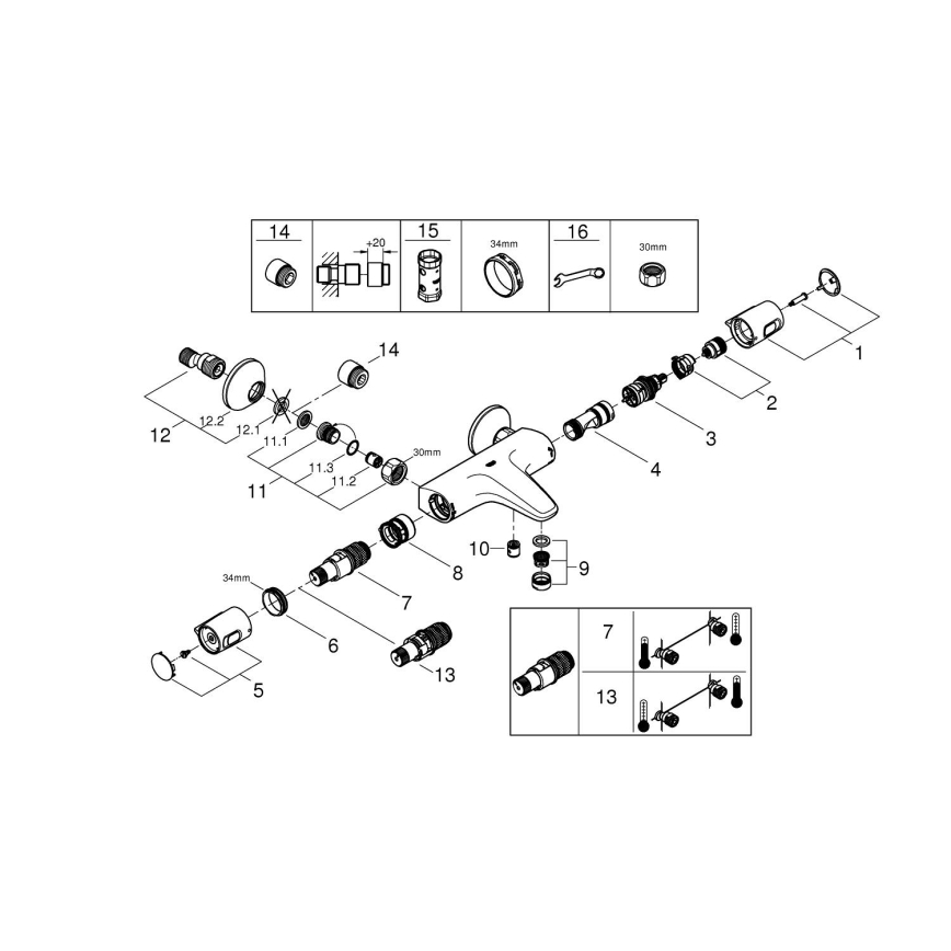 GROHE 34227002 - termosztátos kádcsaptelep PRECISION TREND DN 15 fényes króm