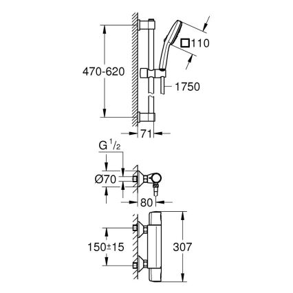 GROHE 34237003 - Termosztátos zuhanycsaptelep PRECISION TREND 150 mm króm