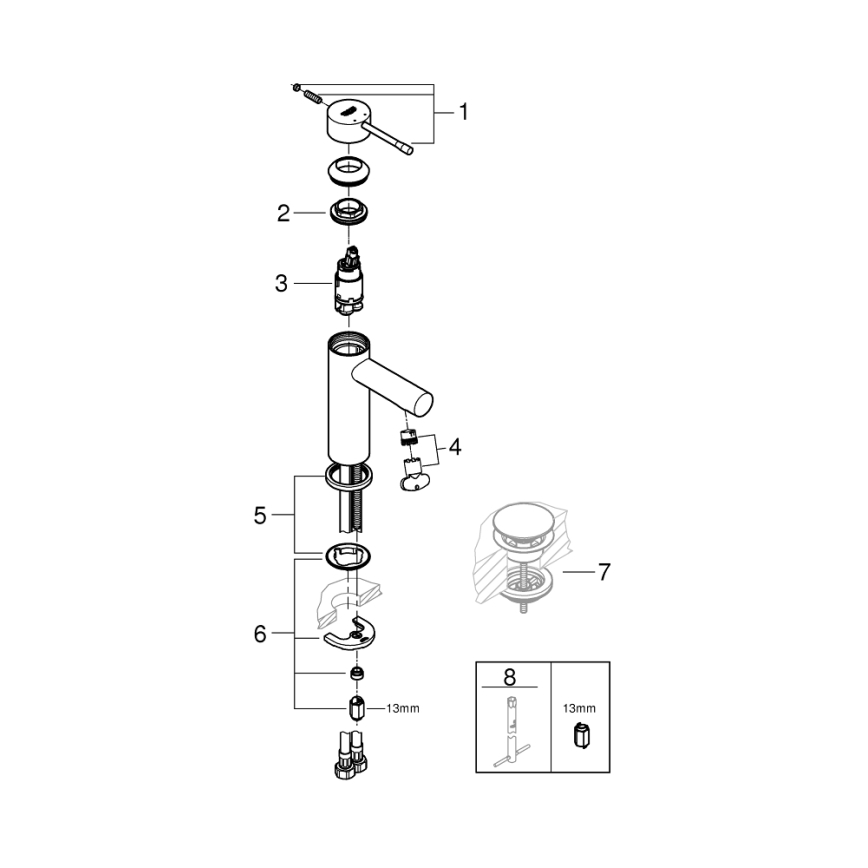 GROHE 34294001 - ESSENCE mosdócsaptelep DN 15 fényes króm
